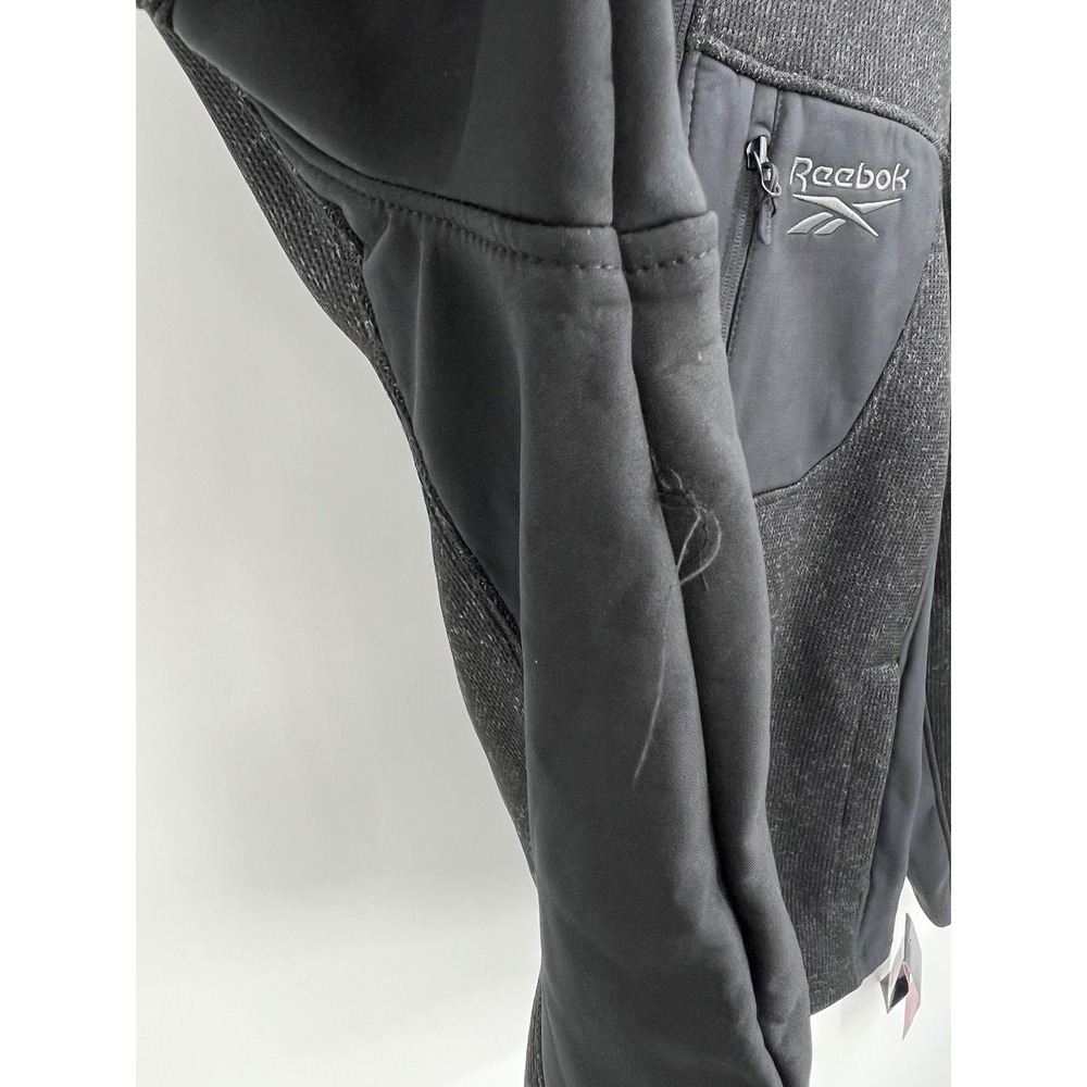 Reebok Mens Full Zip Fleece Jacket Black Heather OMRB1530 Large NWT - Picture 3 of 10